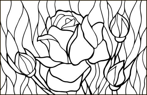 Rose Stained Glass Coloring Page